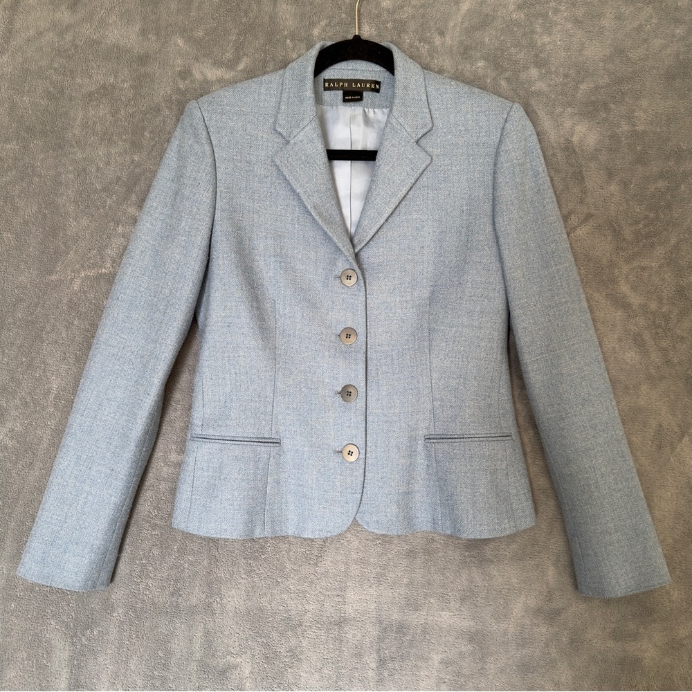 Ralph Lauren Black Label Soft Blue Wool Blazer size 8 USA Vintage Old Money